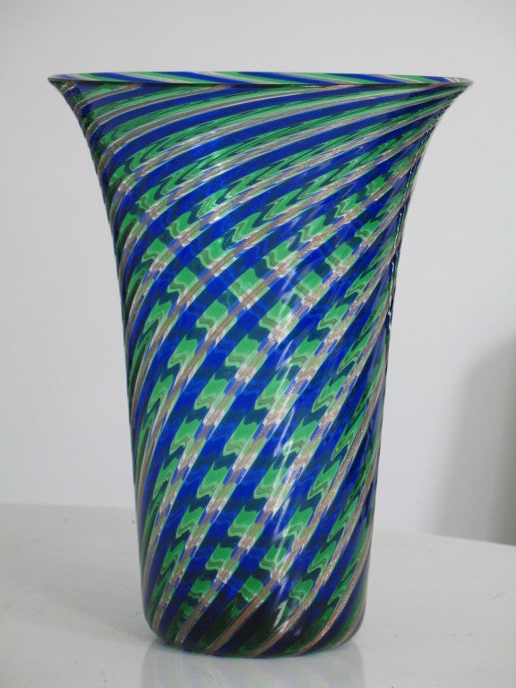 Superb Venini Canne Fluted Vase