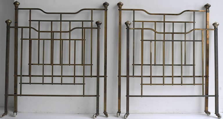 Pair of Early 20th Century Brass Beds
