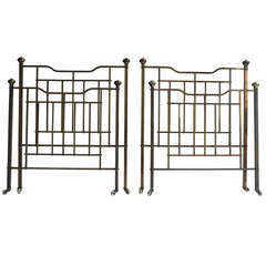 Antique Pair of Early 20th Century Brass Beds
