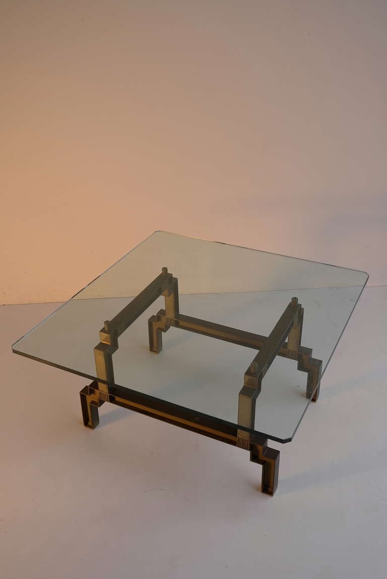 Dutch Bronze and Glass Sculptural Coffee Table by Peter Ghyczy