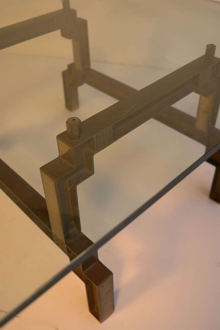 Bronze and Glass Sculptural Coffee Table by Peter Ghyczy In Good Condition In Den Haag, NL