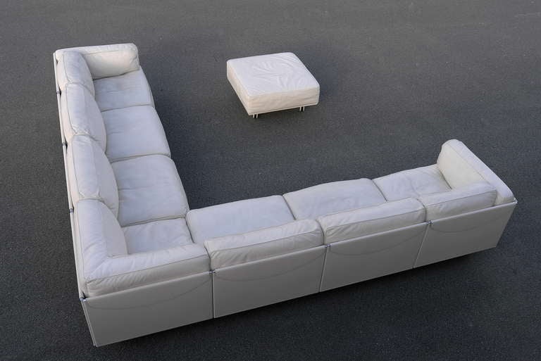 Italian Large Poltrona Frau White Leather Corner Sofa, Special Edition.