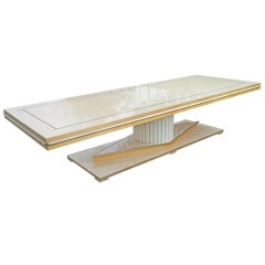 Extreme Large stylish Italian maple and brass dining table Extreme Large stylish Italian maple and brass dining table