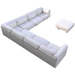 Large Poltrona Frau White Leather Corner Sofa, Special Edition.