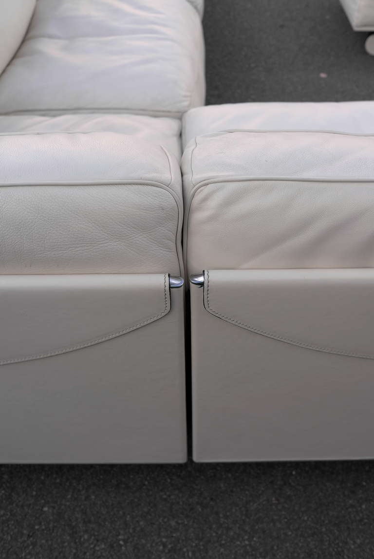 Large Poltrona Frau White Leather Corner Sofa, Special Edition. 2
