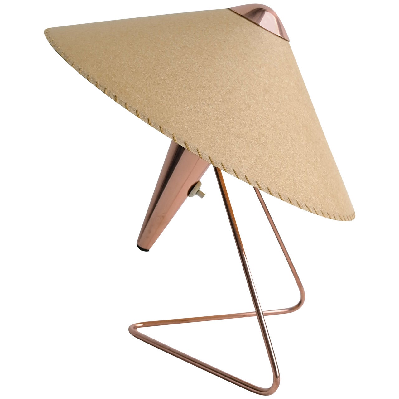 V-Shaped Copper Table Lamp, 1950s