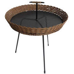 Mathieu Mategot Metal and Wicker Side Table