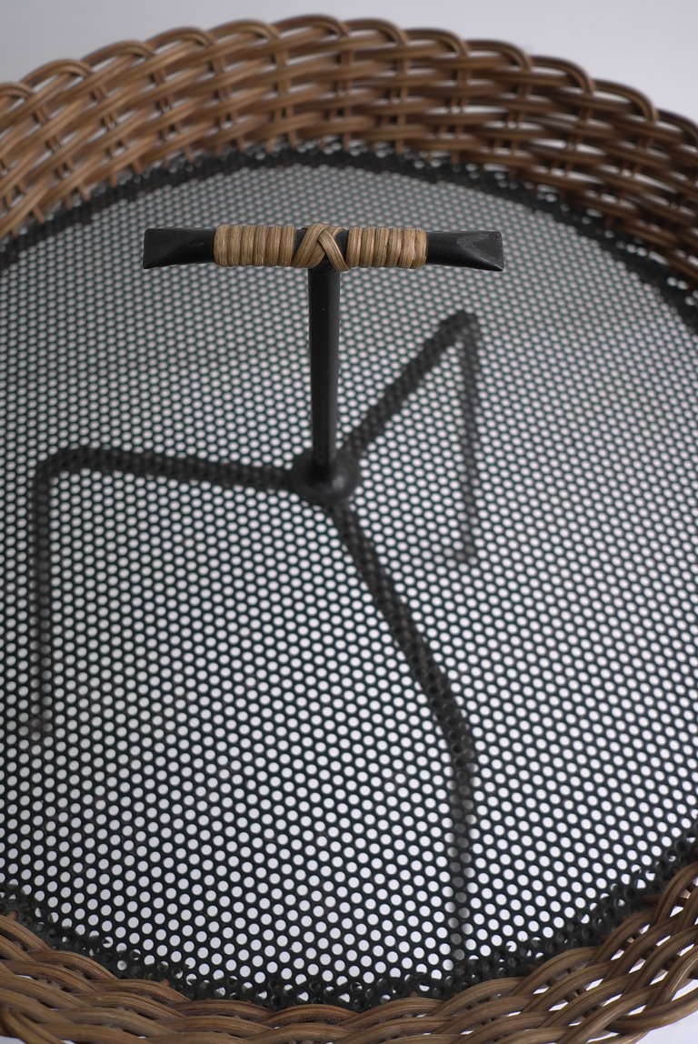 Mid-20th Century Mathieu Mategot Metal and Wicker Side Table