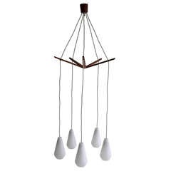 Danish Pendant Lamp Opaline Glass Shades 1960s