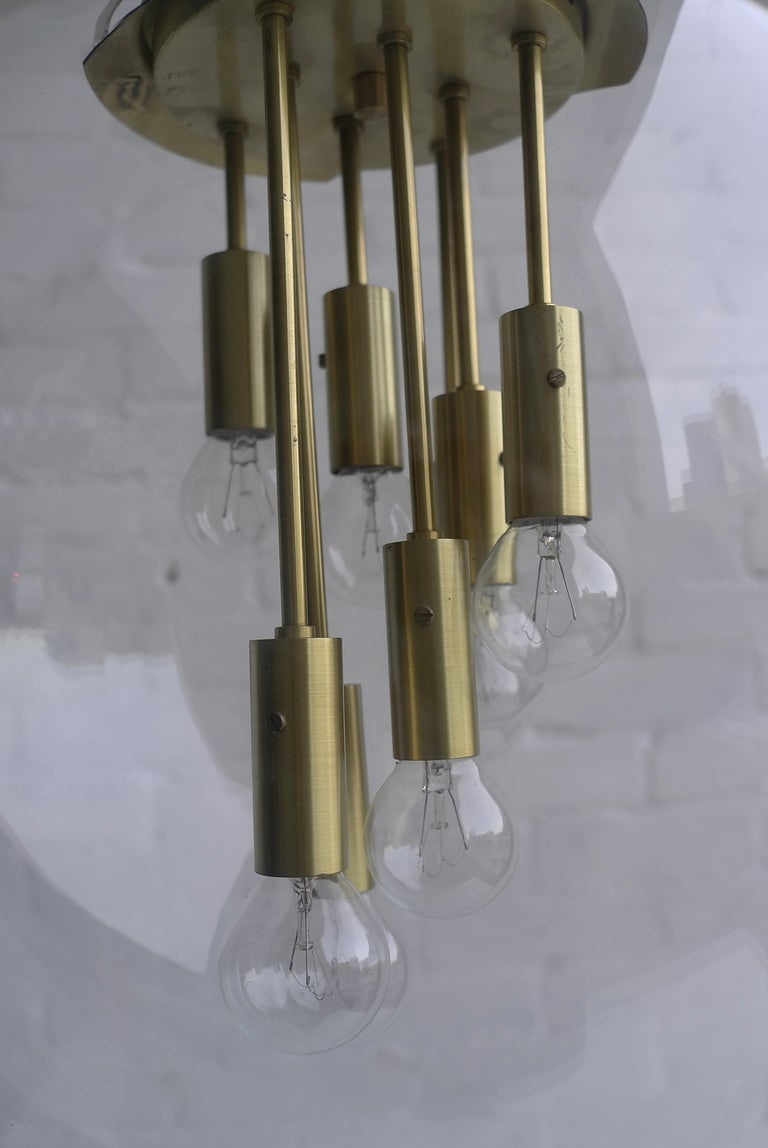 Transparent glass Sputnik ball pendant lamp 1960's In Fair Condition In Den Haag, NL