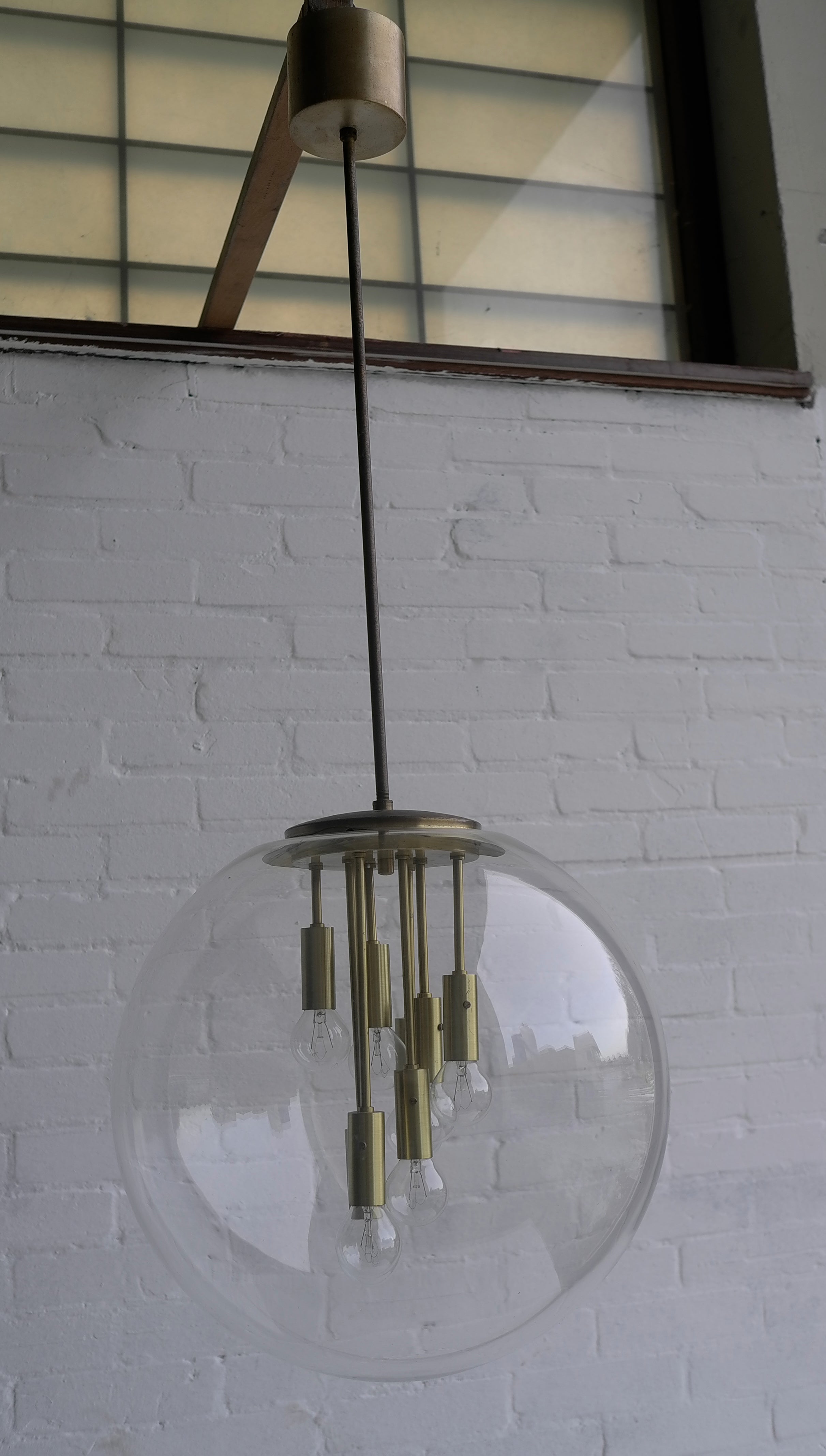 Transparent glass Sputnik ball pendant lamp 1960's