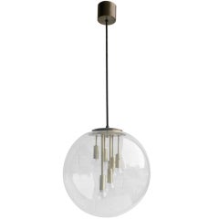 Transparent glass Sputnik ball pendant lamp 1960's