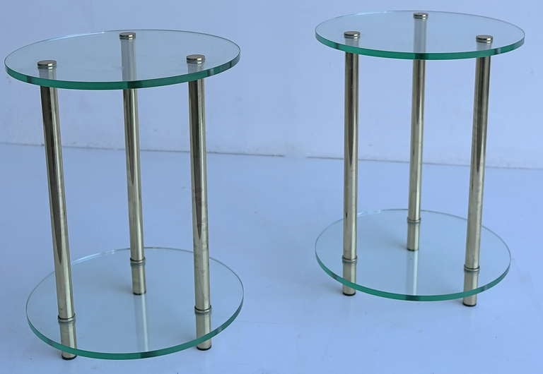 Pair off glass and brass side tables 1970's