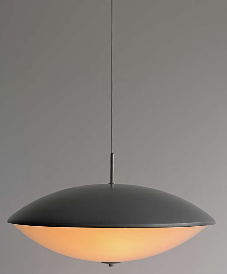 J.J. Hoogervorst Pendant Lamp by Bas van Pelt 1959

The Height is 15 cm, width 50 cm, depth 50 cm.