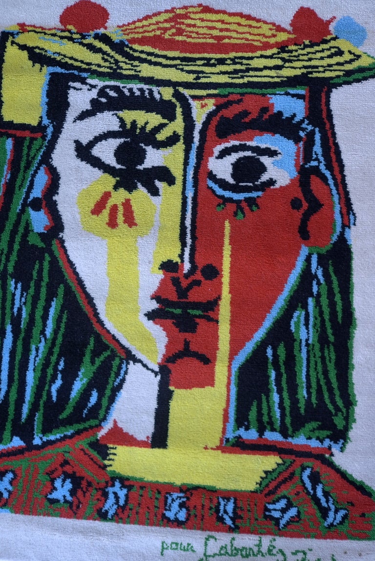 European Pablo Picasso (after) Art Rug Femme au chapeau