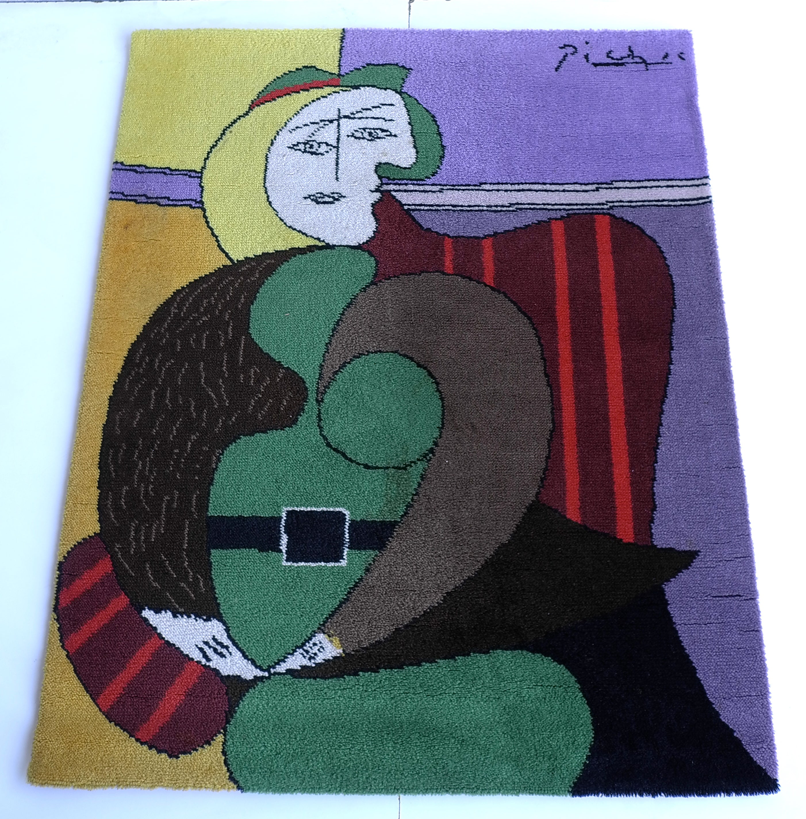 Pablo Picasso (after) Art Rug, "Femme dans une Fauteuil Rouge"