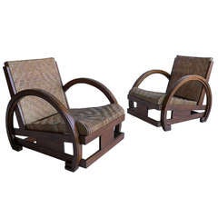 Pair Of Oriental Art Deco Armchairs 1920's