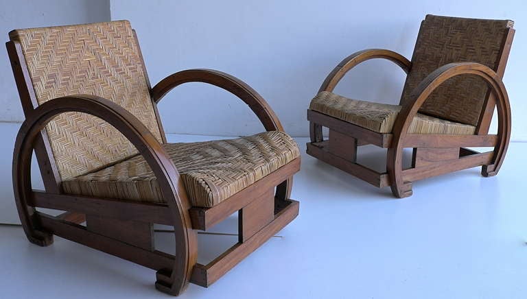 Pair of oriental Art Deco armchairs 1920's