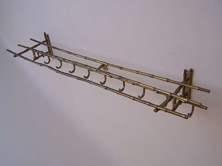 Maison Bagues Faux Bamboo Brass Coat Rack France In Excellent Condition In Den Haag, NL