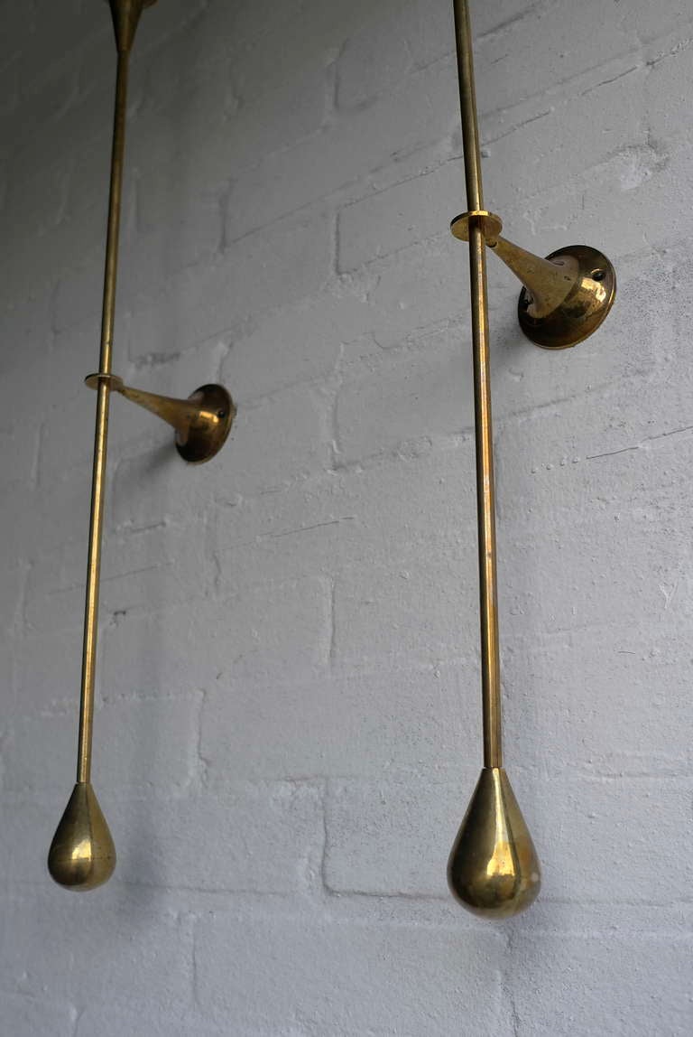 Unknown Fine Pair of Large Brass Candle Wall Sconces
