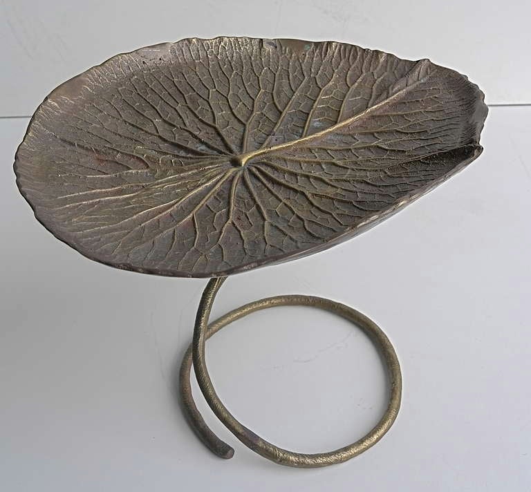 Organic Fine Art Object, bronze Lotus Leaf On A Stalk