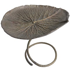 Organic Fine Art Object, bronze Lotus Leaf On A Stalk