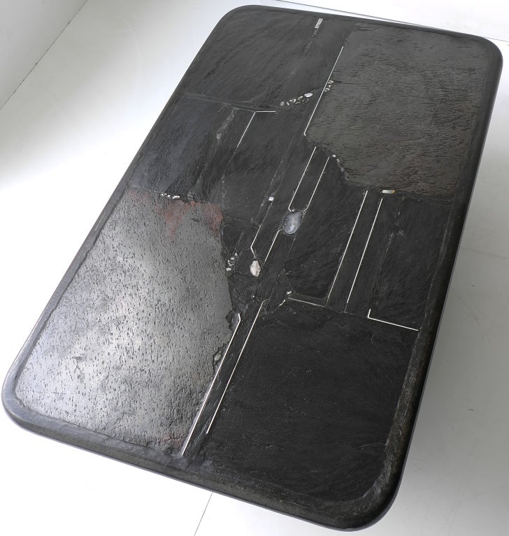 Paul Kingma Organic Art Slate Agate and metal Coffee Table