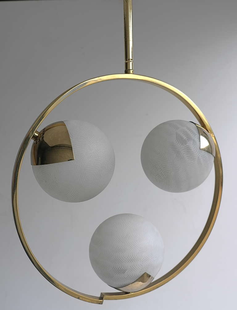 Stilnovo brass and glass pendant 1960's 1