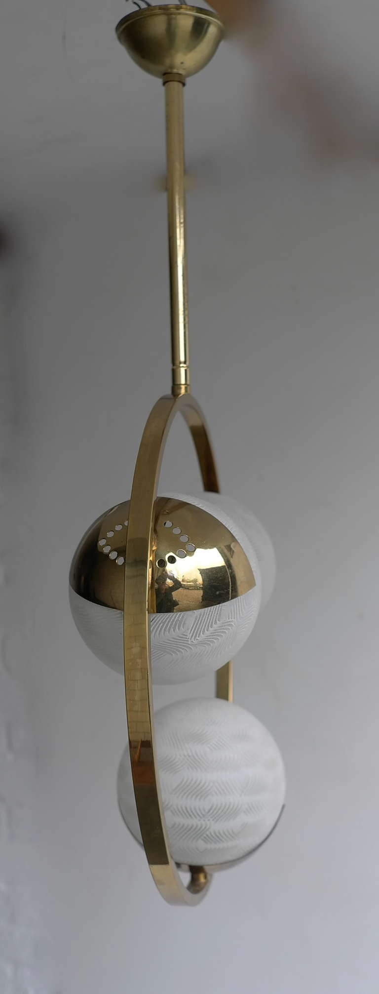 Glass Stilnovo brass and glass pendant 1960's