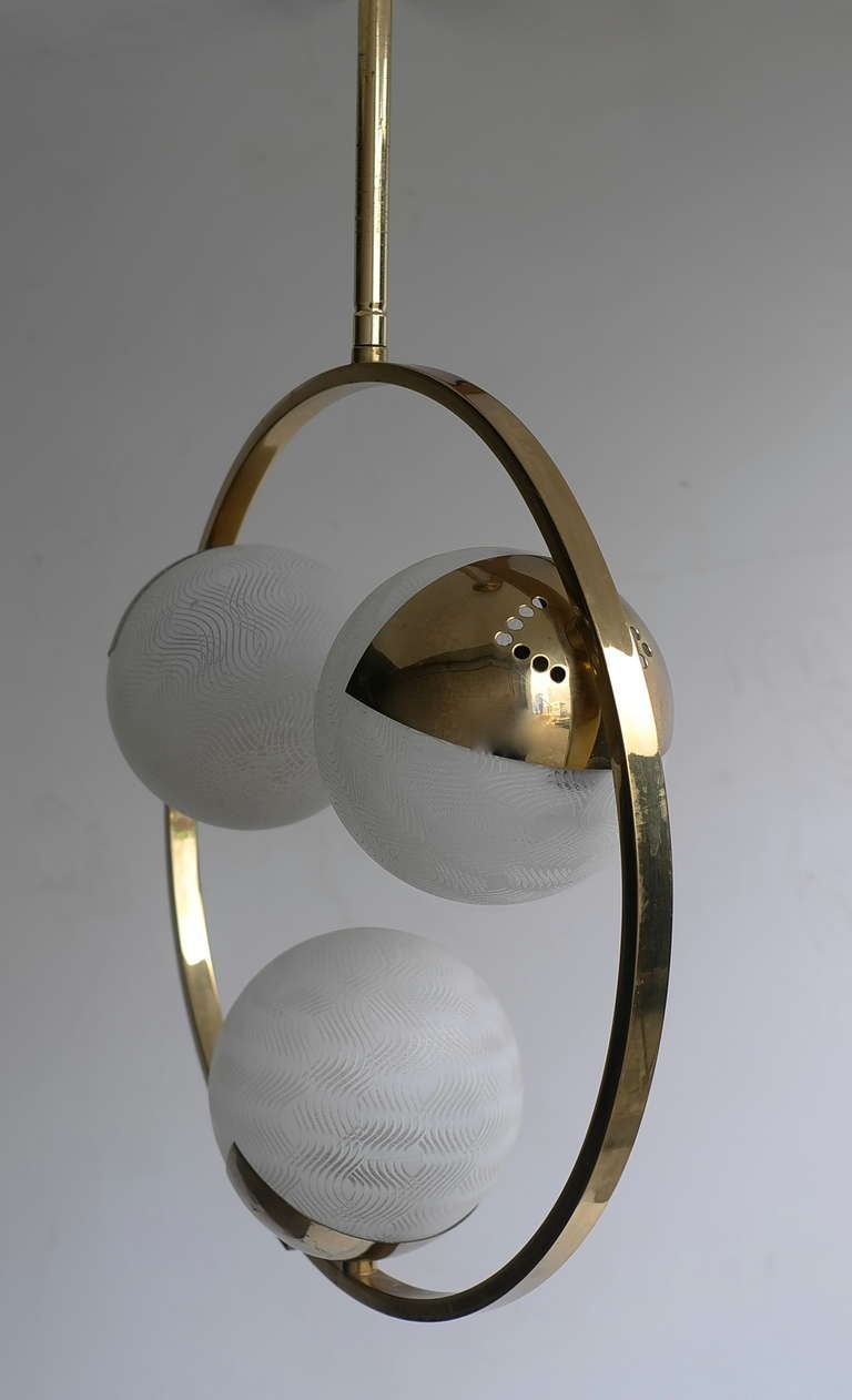 Stilnovo brass and glass pendant 1960's In Good Condition In Den Haag, NL