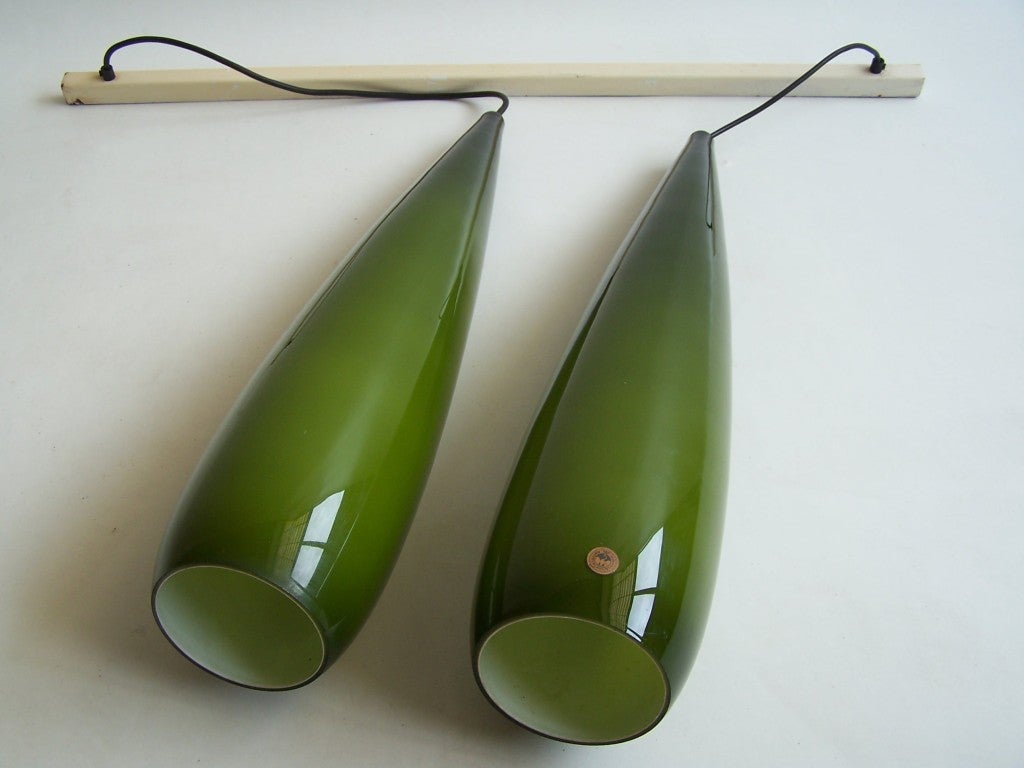Danish Kastrup Holmegaard Pair of Glass Ceiling Lamps 4