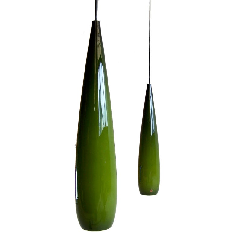 Danish Kastrup Holmegaard Pair of Glass Ceiling Lamps