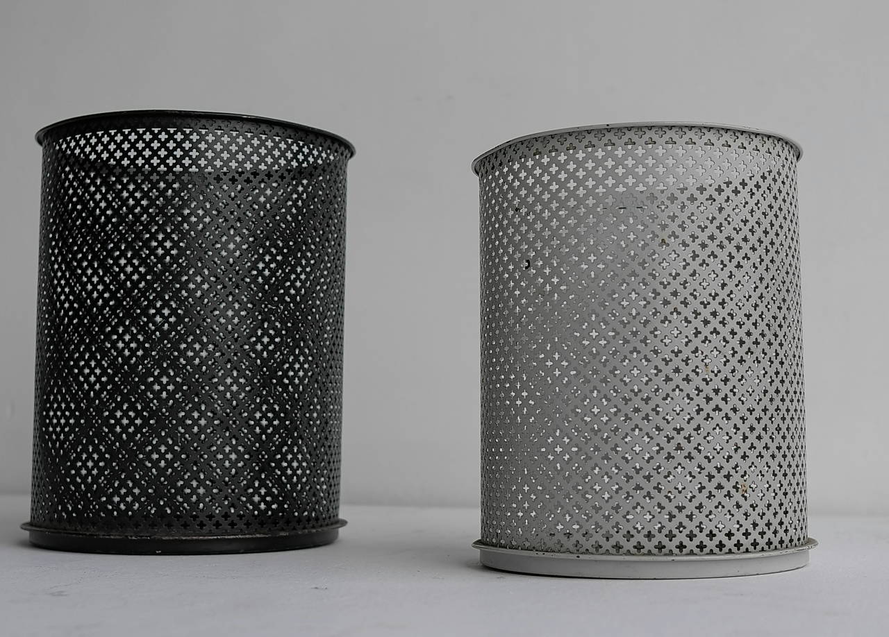 Mid-Century Modern Mathieu Mategot Pair of Metal Wastepaper Baskets