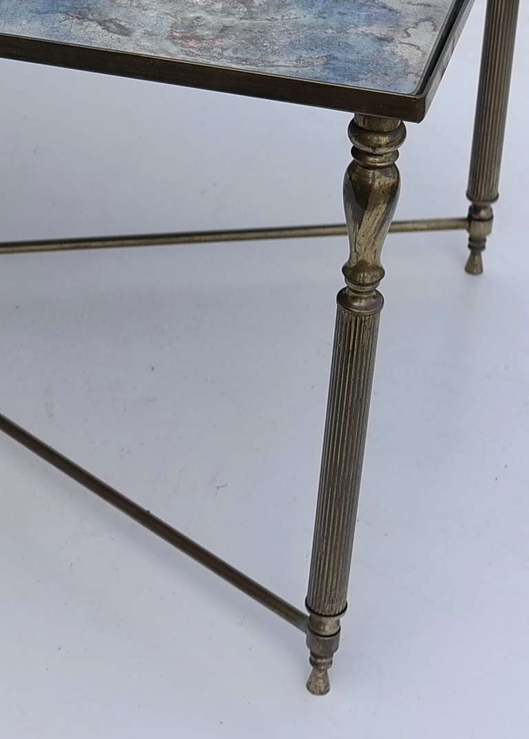 French Maison Jansen Style  Brass Cocktail Table with mirrored Top 1