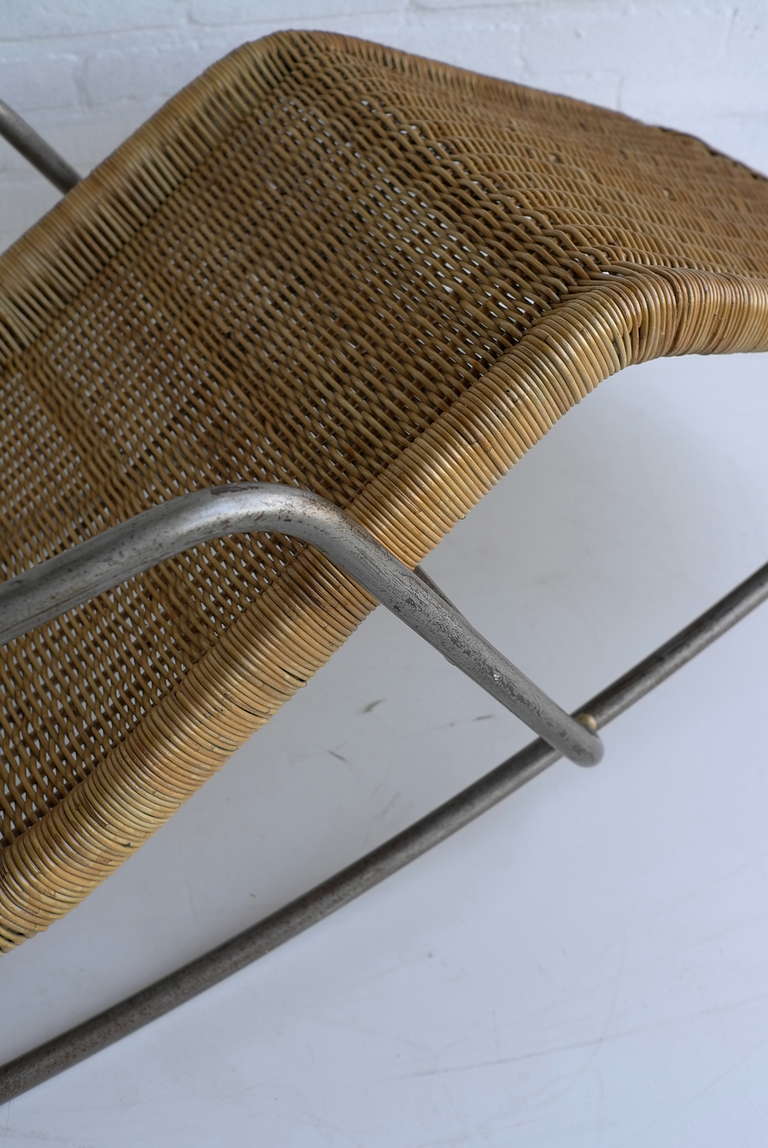 Mid-20th Century Rare Dirk Van Sliedrecht Rattan Rocking Chair, 1960s