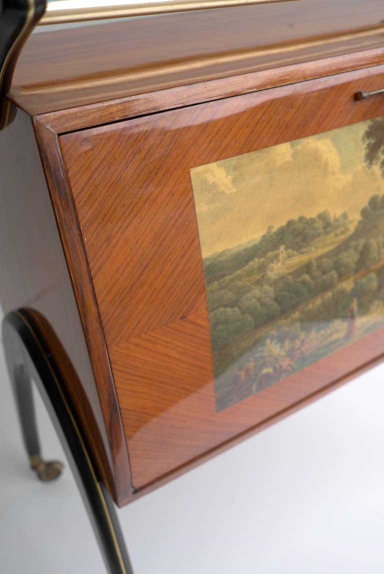 Wood Italian Neoclassical Bar Cabinet circa 1950s