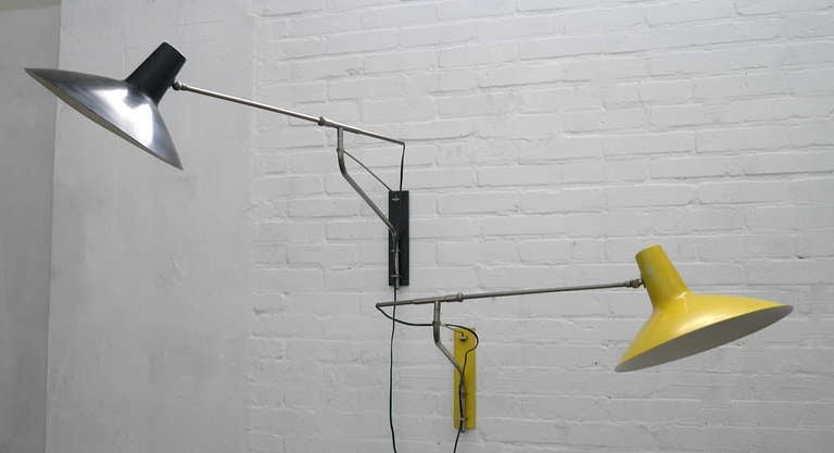 Italian Swing Arm Wall Lamps 1960's In Fair Condition In Den Haag, NL