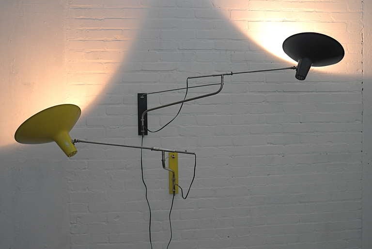 Mid-20th Century Italian Swing Arm Wall Lamps 1960's