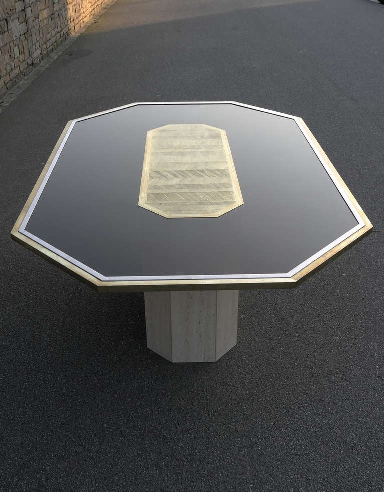 Exceptional etched brass Art Table By Roger Van Hevel 1