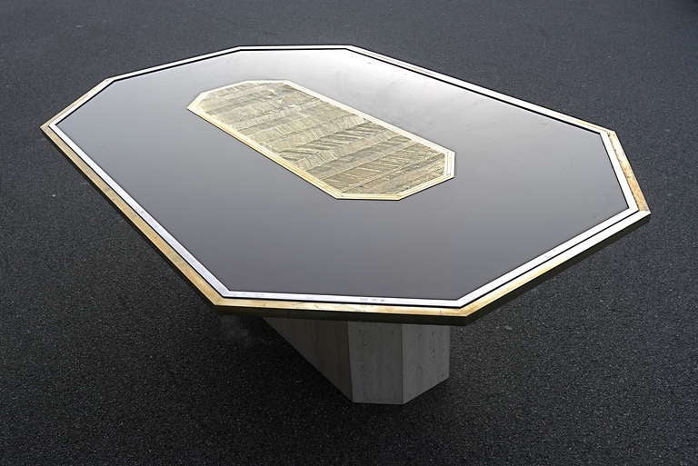 Exceptional etched brass Art Table By Roger Van Hevel 2