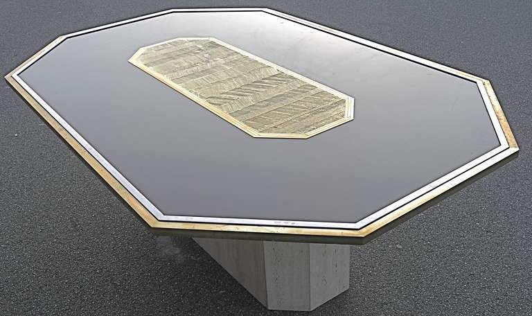 Exceptional etched brass Art Table By Roger Van Hevel 4