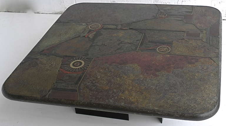 Paul Kingma African Slate And Brass Art Table