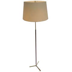 Stylish Danish floor lamp wood and brass