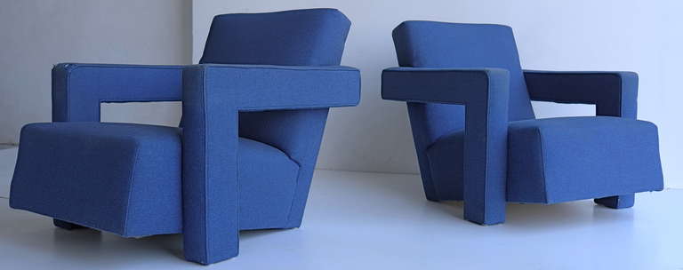 Gerrit Rietveld 1st edition Utrecht chairs for Metz & Co ca 1938

This chair is the first upholsterd armchair Rietveld designed. These chairs are build the classic way with original springs inside and made by Metz&Co.
Nowdays they are produced by