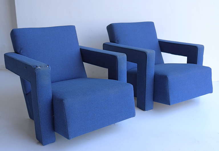 Gerrit Rietveld 1st Edition Armchairs by Metz & Co., Circa 1938 In Distressed Condition In Den Haag, NL