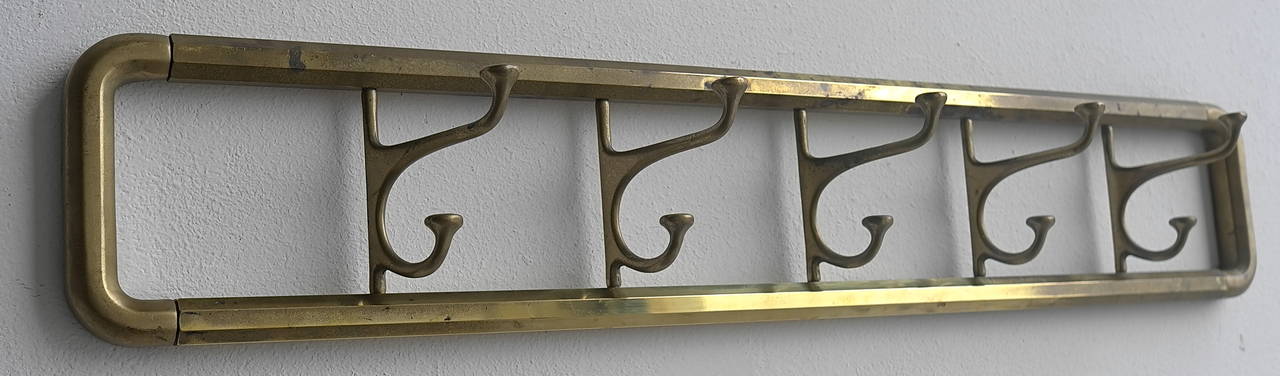 French Foldable coat rack in brass, France, 1940s