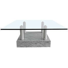 Ettorre Sottsass "Central Park" marble and glass coffee table