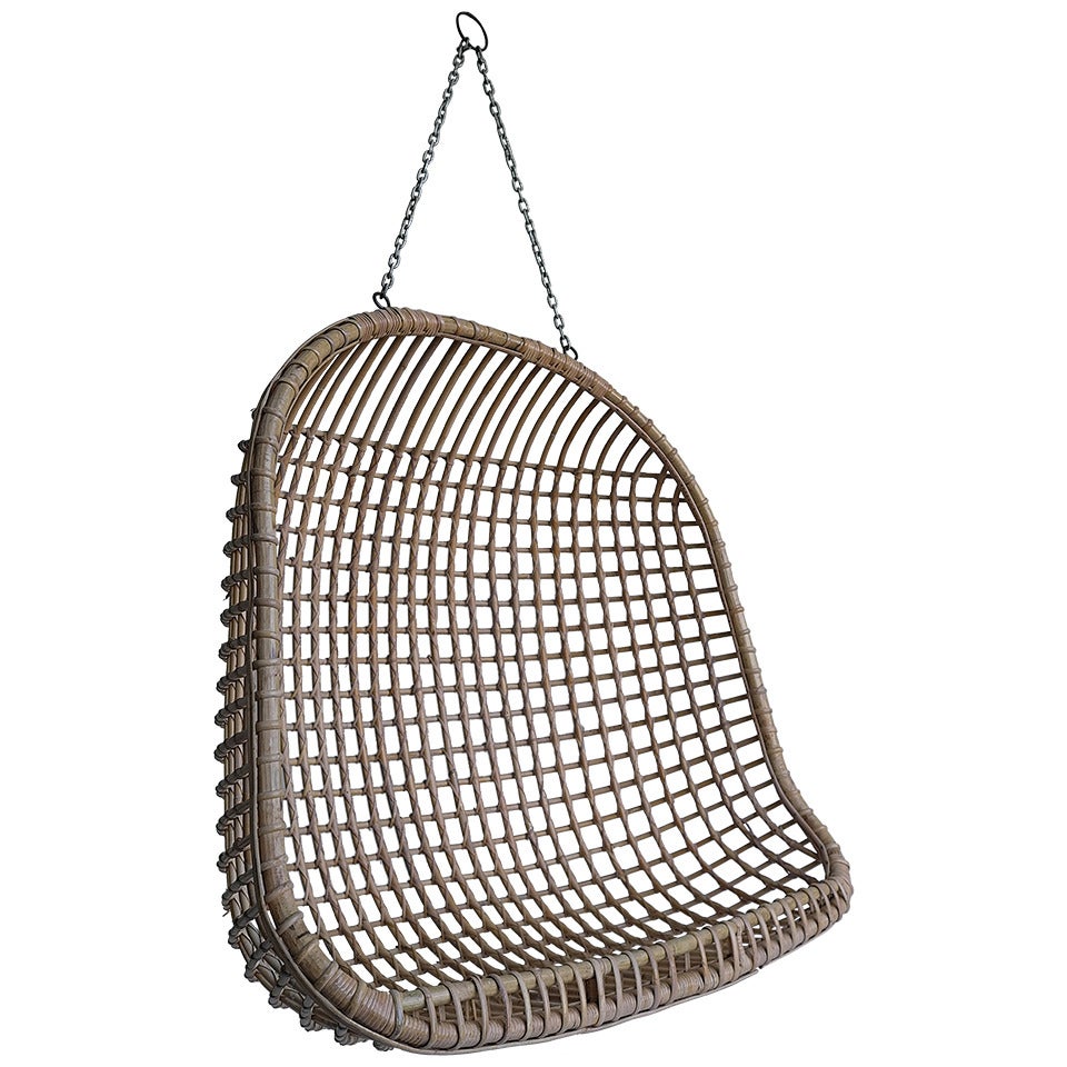 Rare Two-Seat Rattan Hanging Egg Chair