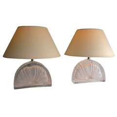Pair of Fossil Crystal Table Lamps by Daum France 2