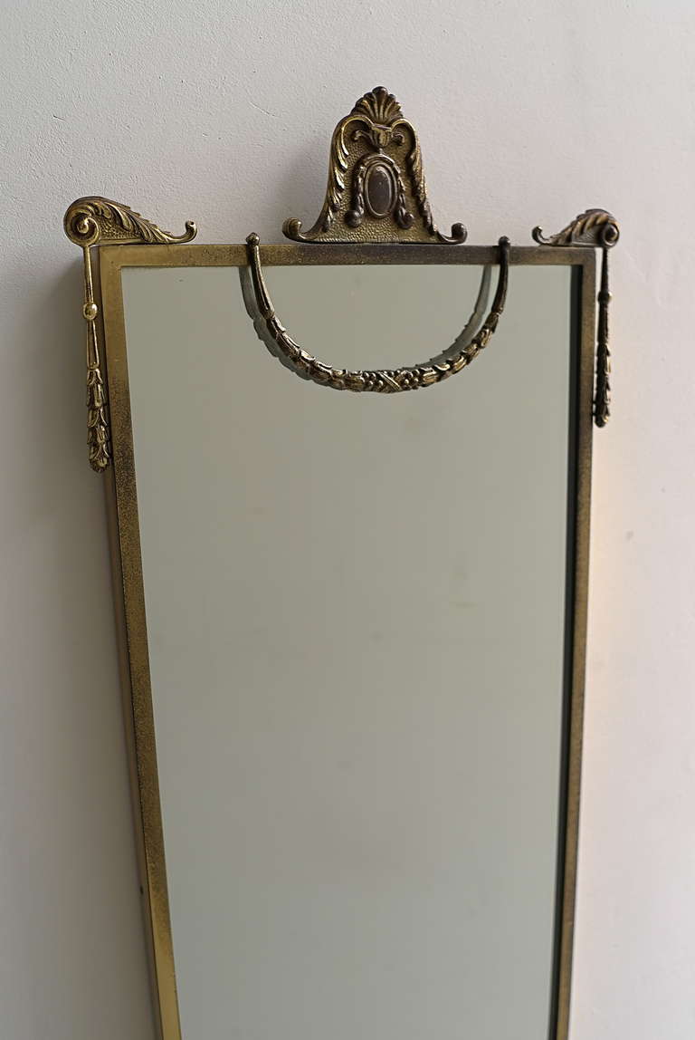 French Neoclassical Brass Wall Mirror